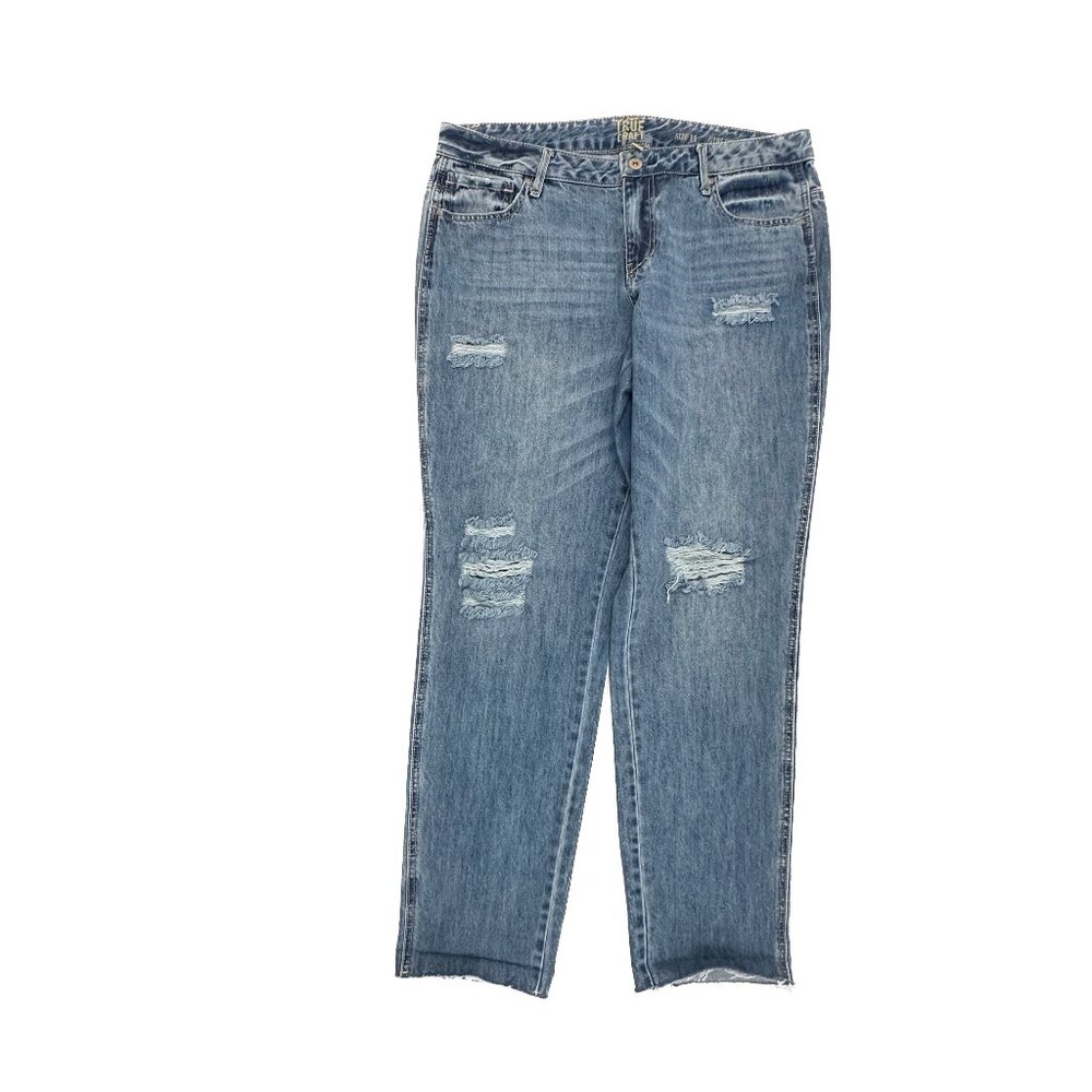 True Craft Girlfriend Distressed Raw Hem Women's size 11 Medium Blue Denim Jeans